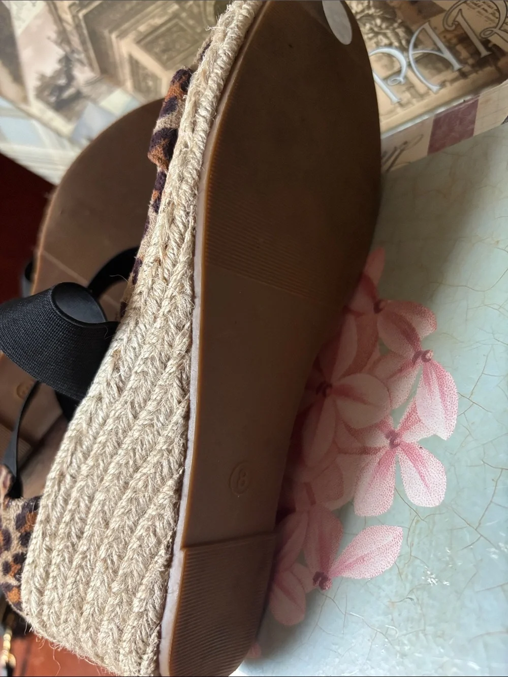 Jolimall leopard print espadrille wedge sandals